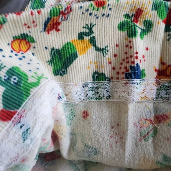 Rare Vintage 80s Handmade Corduroy Jumper Dress Frog & Critter Print Toddler 2T - Picture 5 of 7